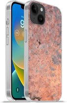 Geschikt voorApple Iphone 14 Plus - Soft case hoesje - Metaal - Roest print - Corrosie - Siliconen Telefoonhoesje