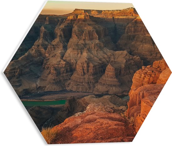 WallClassics - PVC Schuimplaat Hexagon  - Foto van Nationaal Park Grand Canyon - 40x34.8 cm Foto op Hexagon (Met Ophangsysteem)