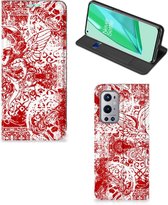 Book Style Case OnePlus 9 Pro Smart Cover Angel Skull Red