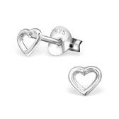 Aramat jewels ® - Kinder oorbellen open hart 925 zilver 4mm x 4mm