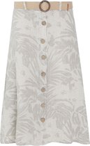 Cassis - Female - Halflange rok in linnen met een bloemenprint  - Beige