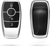 kwmobile autosleutel hoesje compatibel met Mercedes Benz Smart Key autosleutel (alleen Keyless) - autosleutel behuizing in hoogglans zilver