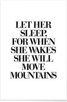JUNIQE - Poster She Will Move Mountains -40x60 /Wit & Zwart
