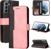 Voor Samsung Galaxy S21 + 5G Zakelijke Stiksels-Kleur Horizontale Flip PU Lederen Case met Houder & Kaartsleuven & Fotolijst (Roze)