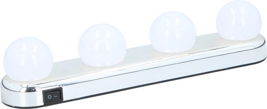 Lampe de Maquillage Grundig - LED miroir - Lampes miroir Hollywood - 4x LED Blanc brillant - Fonctionne sur 4x AA (Sauf)