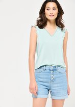 LOLALIZA T-shirt met ruches - Khaki - Maat L