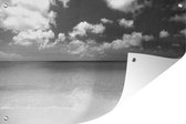 Muurdecoratie Knip Strand op Curaçao - zwart wit - 180x120 cm - Tuinposter - Tuindoek - Buitenposter