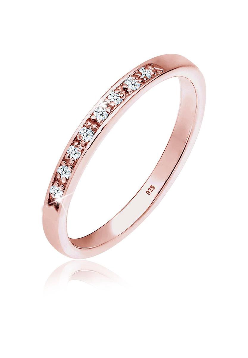 Elli PREMIUM Dames Ring Dames Klassiek Kostbaar met Diamant (0,04 ct.) in 925 Sterling Zilver