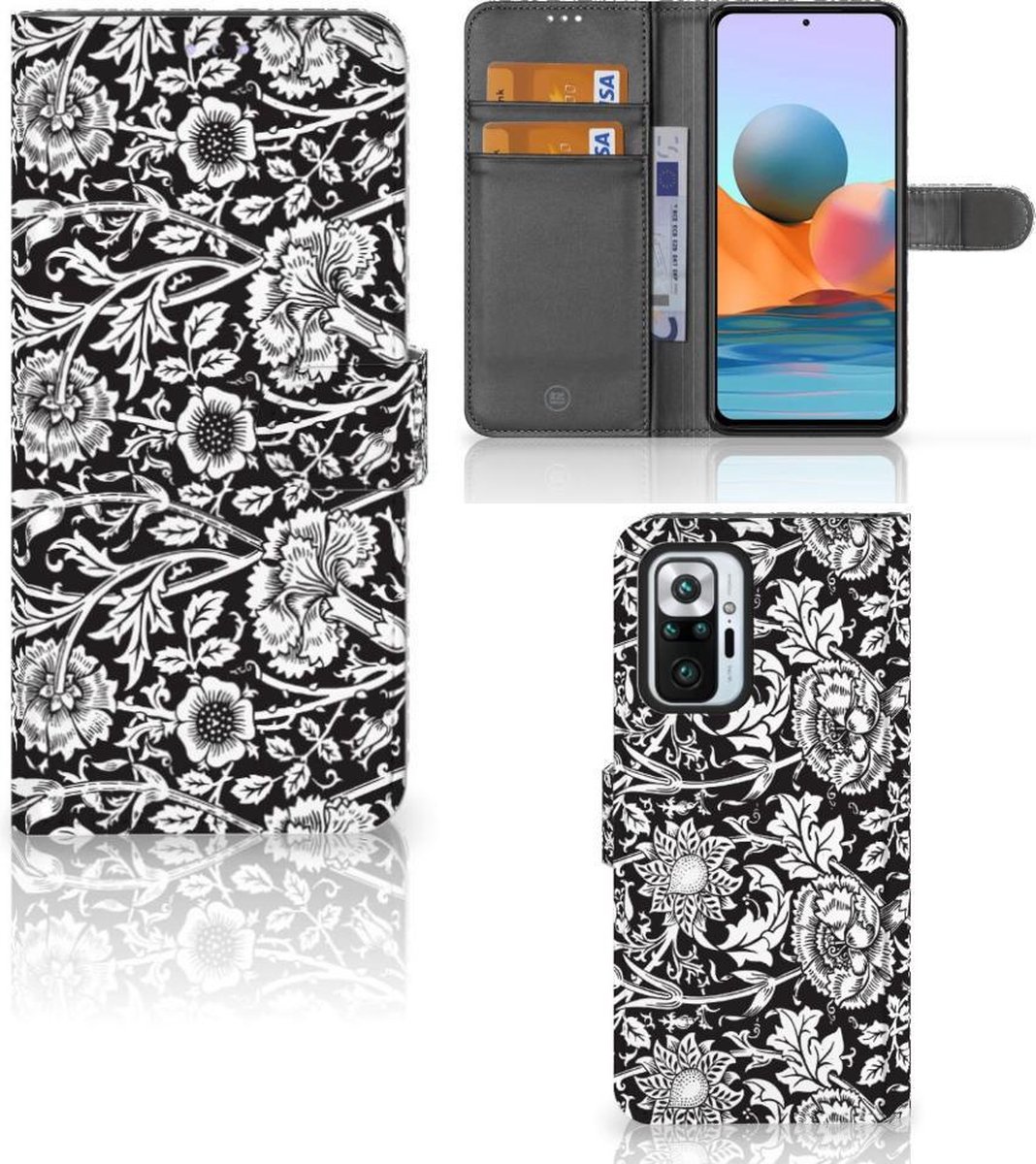 Xiaomi Redmi Note 10 Pro Hoesje Black Flowers