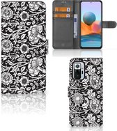 Portefeuille Xiaomi Redmi Note 10 Pro Etui pour Téléphone Fleurs Noires