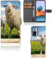 Telefoon Hoesje Xiaomi Redmi Note 10 Pro Wallet Book Case met foto Schaap en Lammetje