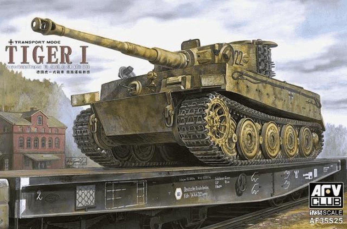 AFV Club Modelbouwpakket Militaire voertuigen - AF35S25 Pz.Kpfw. VI Tiger I Ausf. E Late Version w/Transportkette Plastic - 1:35 - Modelbouw