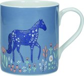 Kitchencraft Mok Horse Fine Bone China 250 Ml Porselein Blauw