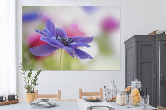 Toile Peinture Anémone Violette - 150x100 cm - Décoration murale