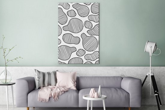 Motif taches à rayures noir et blanc 80x120 cm - Tirage photo sur toile (Décoration murale salon / chambre)