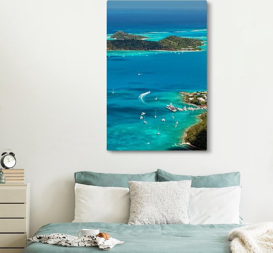 Caribbean Harbor Canvas 120x180 cm - Tirage photo sur toile (Décoration murale salon / chambre) XXL / Grand format!