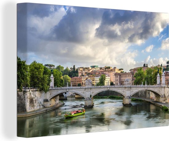 Canvas Schilderijen - Brug over de Tiber in Rome, Italië - Wanddecoratie