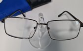 Unisex leesbril +4,0 met brillenkoker en microvezeldoekjes - Computerbril - Blauw Licht Filter Bril - Blue Light Filter Glasses - Multi Media Bril +4.0 - Lunettes de Lecture 5823 A