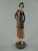 Polyresin beeldje - Vrouw in jurk - Polystone sculptuur - 39 cm hoog