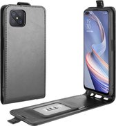 Voor Oppo A92s R64 textuur enkele verticale flip lederen beschermhoes met kaartsleuven en fotolijst (zwart)