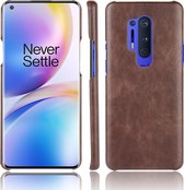 Voor OnePlus 8 Pro Shockproof Litchi Texture PC + PU Case (bruin)