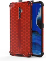 Voor Oppo Reno2 Z Shockproof Honeycomb PC + TPU Case (rood)