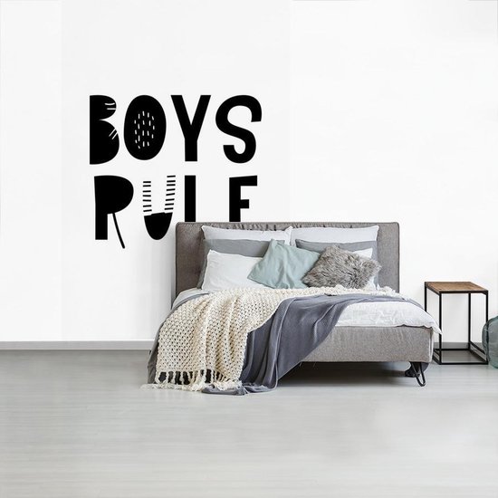 Illustration pour enfants avec une citation 'Boys rule' sur fond blanc 200x300 cm