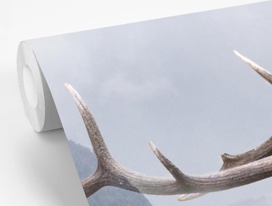 Papier peint photo peint photo vinyle - Double exposition cerf et montagnes largeur 360 cm x hauteur 260 cm - Tirage photo sur papier peint (disponible en 7 tailles)