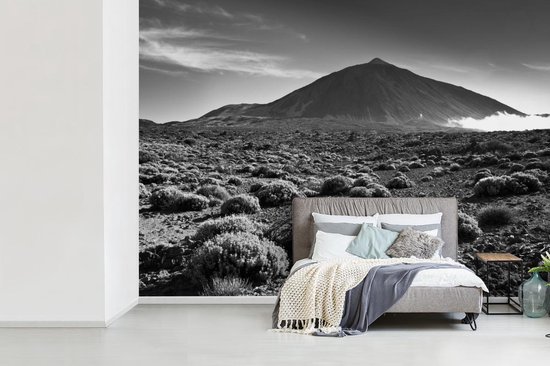Papier peint photo Tenerife - Vue du volcan El Tei, Tenerife - Zwart- Wit largeur 305 cm x hauteur 220 cm - Impression photo sur papier peint vinyle (disponible en 7 formats) - chambre/séjour/bureau