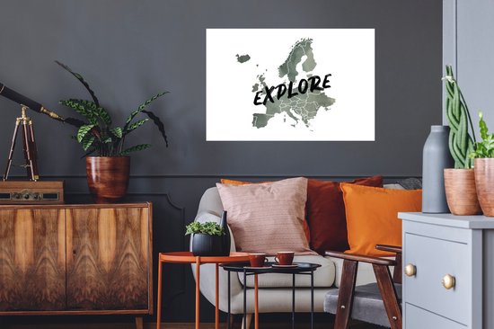Stickers muraux - Feuille Autocollant - Carte - Europe - Citations - 90x60 cm - Feuille Adhésive - Stickers muraux Chambre Enfant - Papier Peint Auto Adhésif