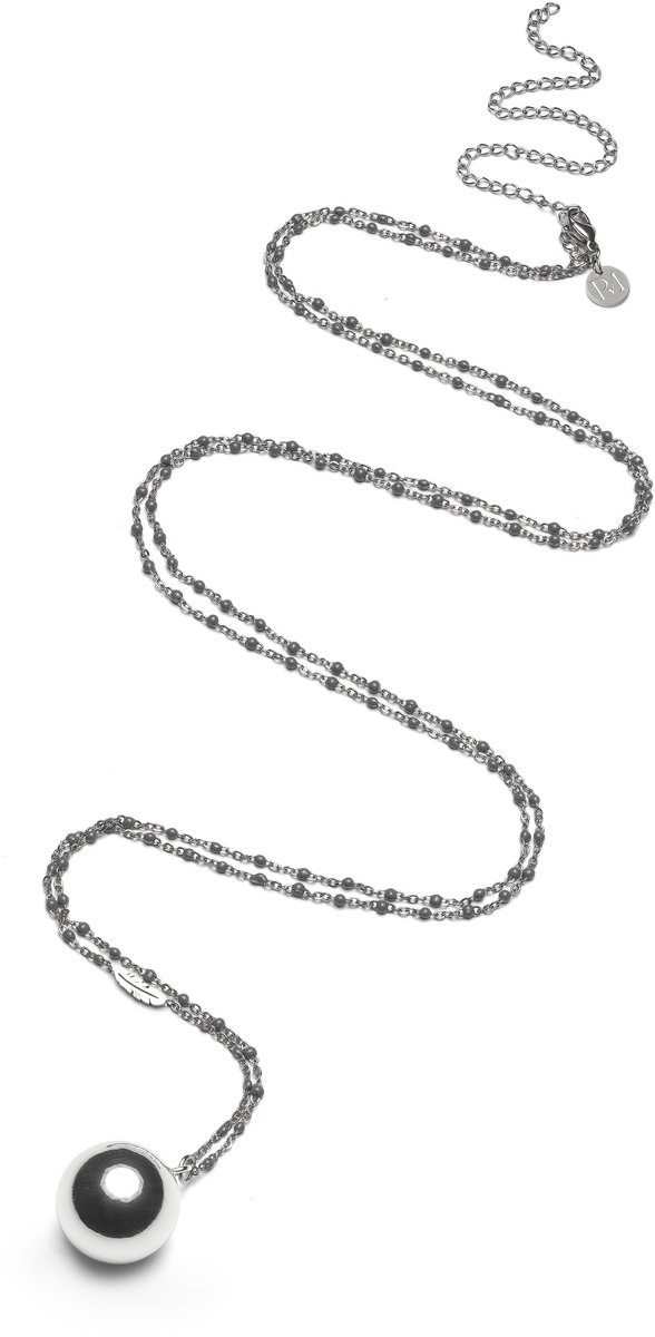 Zwangerschapsketting Proud Mama Steel BB Zilver/Grijs