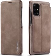 Voor Galaxy A51 / M40S LC.IMEEKE Hon Ancient Series horizontale flip lederen tas met houder en kaartsleuf (koffie)