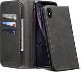 PU + TPU horizontale flip lederen tas met houder en kaartsleuven en portemonnee voor iPhone XR (zwart)