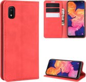 Voor Galaxy A10 Retro-skin Business magnetische zuignap Case met houder & kaartsleuven & portemonnee (rood)
