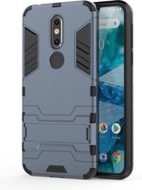 Shockproof PC + TPU Case voor Nokia 7.1, met houder (Navy Blue)