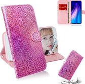 Voor Xiaomi Redmi Note 8T Effen Hyun Color Magnetic Attraction Horizontale Flip Leather Case met Lanyard, Support Holder & Card Slot & Wallet (Roze)