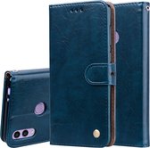 Business Style Oil Wax Texture Horizontal Flip Leather Case voor Huawei Honor 8C, met houder & kaartsleuven & portemonnee (blauw)