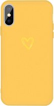 Voor iphone xs / x gouden liefde-hart patroon kleurrijke frosted tpu telefoon beschermhoes (geel)