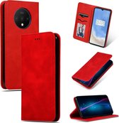 Voor OnePlus 7T Retro Skin Feel Business Magnetische horizontale flip lederen tas (rood)