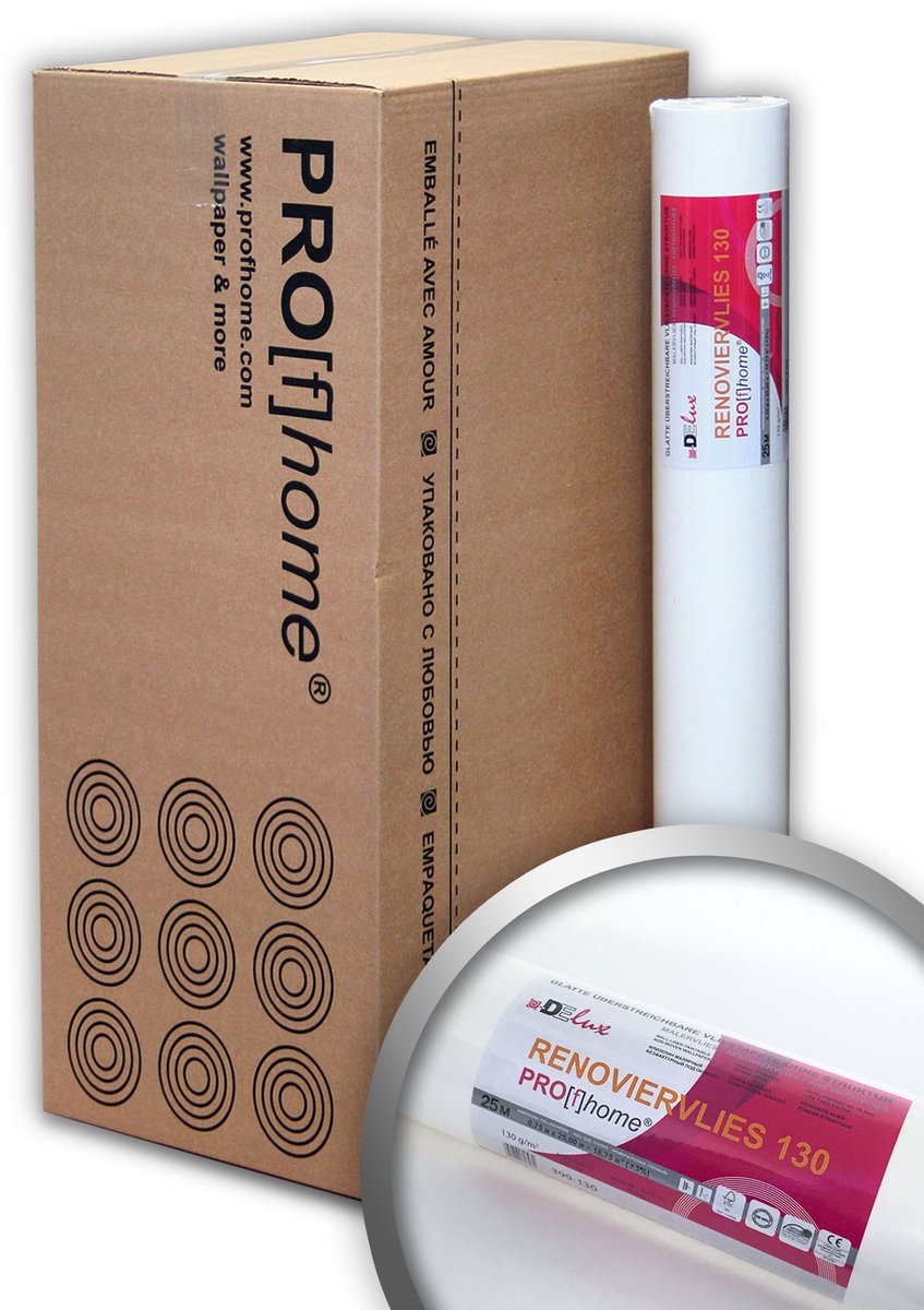 Schildervlies Renovatievlies 130 g Profhome 399-130 glad wit vliesbehang onderbehang overschilderbaar 9 rollen 168,75 m2