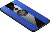 Voor Huawei Mate 10 Pro XINLI stikdoek Textue schokbestendig TPU beschermhoes met ringhouder (blauw)