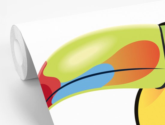 Papier peint photo vinyle - Une illustration vectorielle d'un toucan coloré largeur 350 cm x hauteur 350 cm - Tirage photo sur papier peint (disponible en 7 tailles)