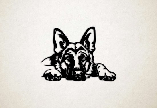 Wanddecoratie - Hond - Duitse Herder 5 - M - 60x82cm - Zwart - muurdecoratie - Line Art