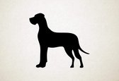 Silhouette hond - Great Dane - Deense dog - M - 60x66cm - Zwart - wanddecoratie