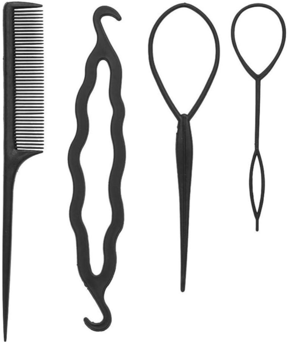 Styling Set - Haarlussen Topsy Tail - Bun - Kam - Zwart
