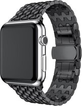 Stalen Smartwatch bandje - Geschikt voor  Apple Watch stalen draak band - zwart - Maat: 42 - 44 - 45 - 49mm - Horlogeband / Polsband / Armband