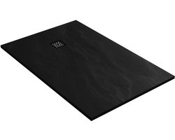 Douchebak Sanitop Just Creating Relievo Crag 90x140 cm Mat Zwart