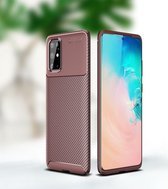 OPPO Reno 4 Hoesje - Mobigear - Racing Serie - TPU Backcover - Bruin - Hoesje Geschikt Voor OPPO Reno 4