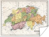Poster Antieke kaart van Zwitserland - 40x30 cm