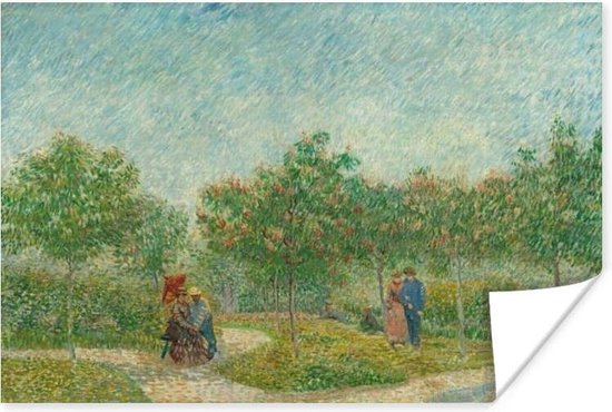 Tuin met geliefden - schilderij van Vincent van Gogh 90x60 cm - Foto print op Poster (wanddecoratie woonkamer / slaapkamer)